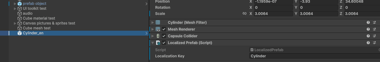 Demonstration of LocalizedPrefab functionality