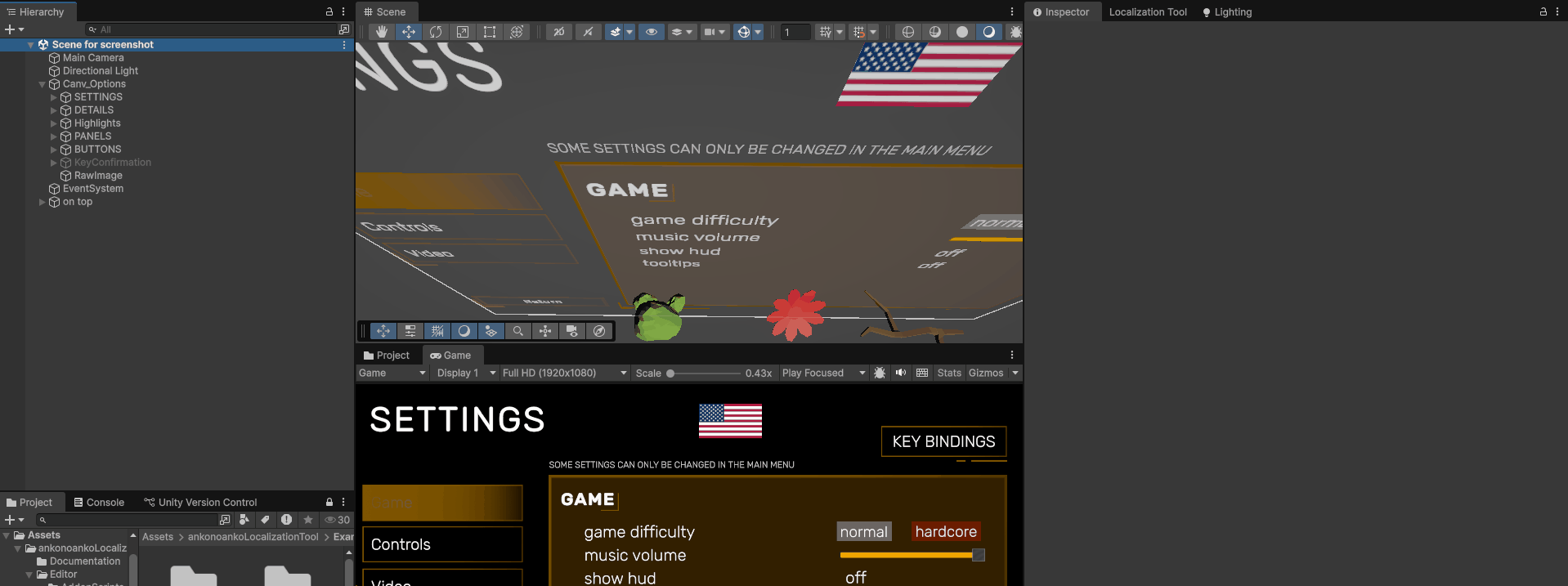 Demonstration of the language switcher in a running game