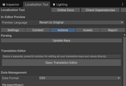 Open translation editor