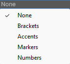Screenshot showing different placeholder styles (Accents, Brackets)