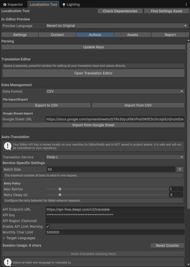 Actions tab overview