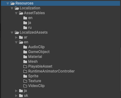 Screenshot of the generated folder structure for assets
